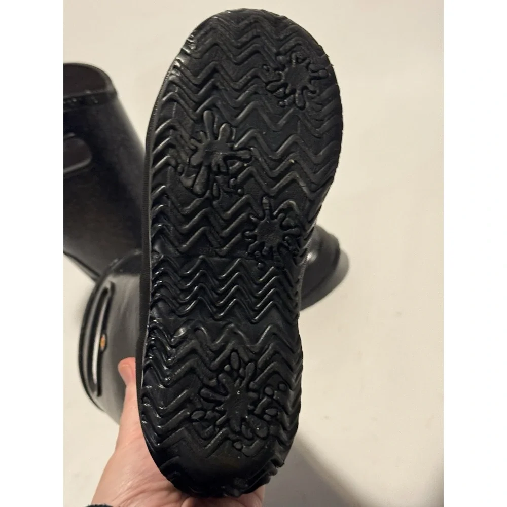 Bogs Girls Size 2 Black Glitter Boot Waterproof Rain Shoes Pull On